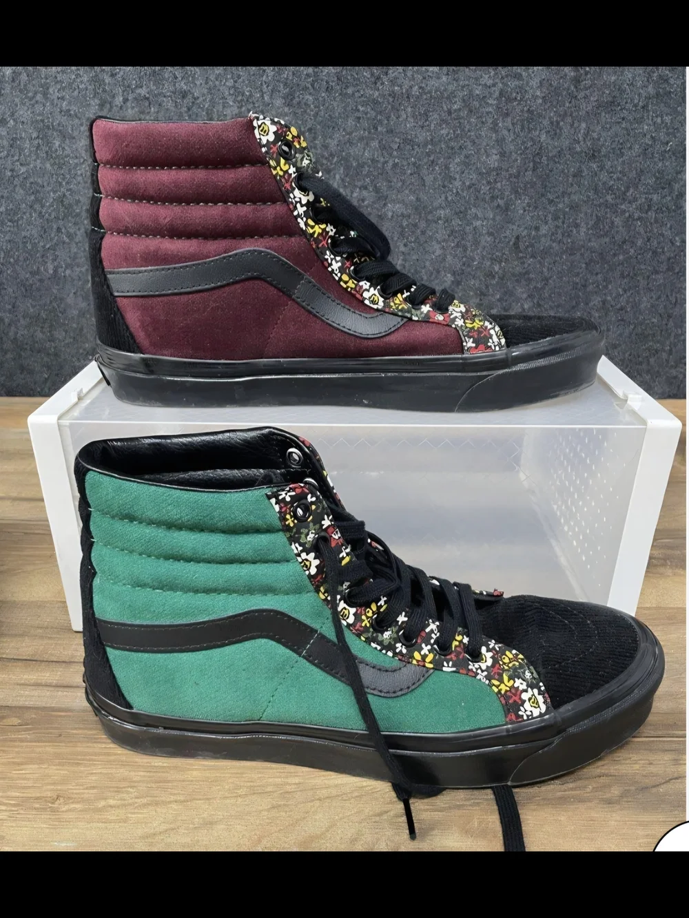Vans Sk8-Hi 38 DX Anaheim Factory (Velvet Floral) in the Velvet Red / Green